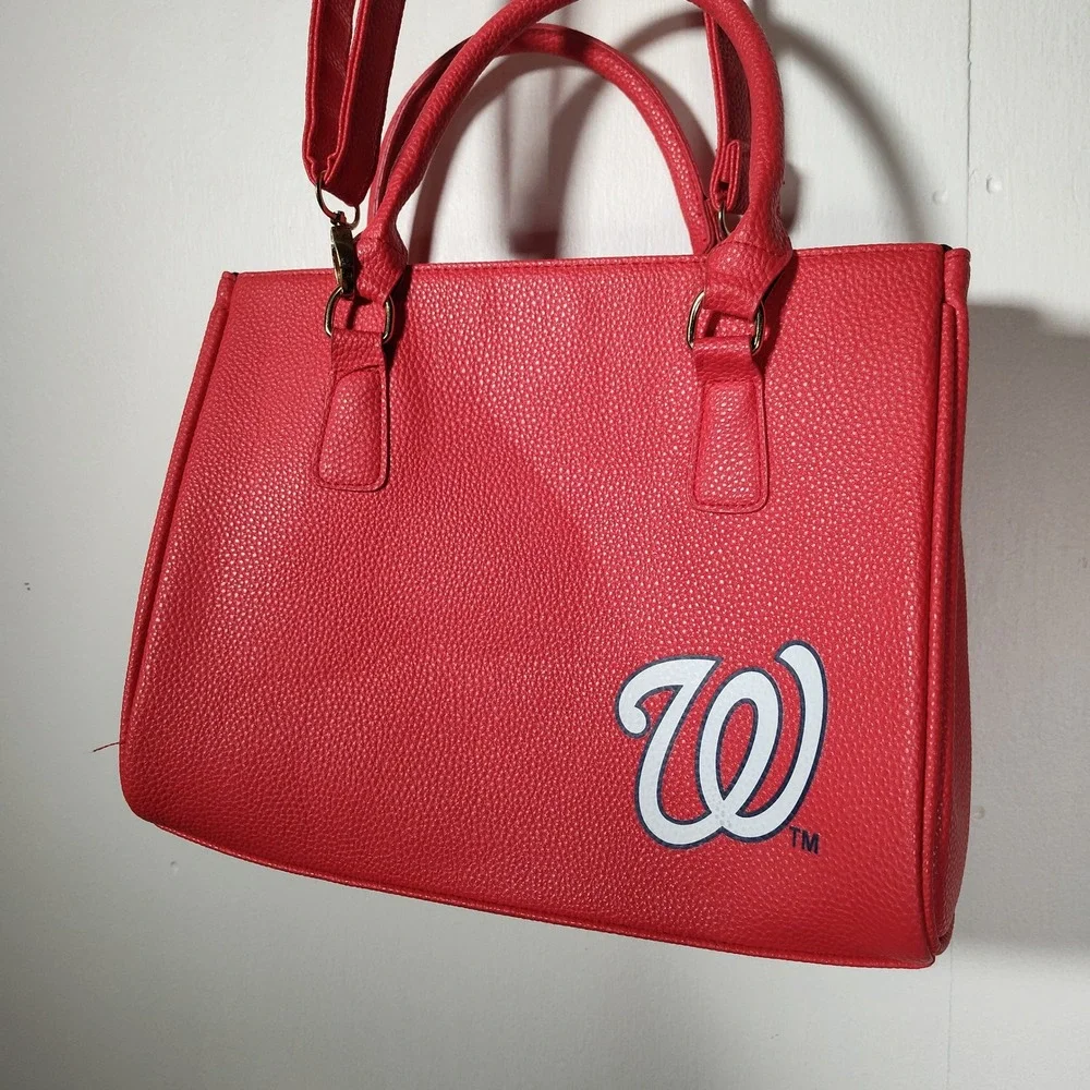 FOCO Washington Nationals MLB Red Pebbled Satchel Crossbody Bag Handbag Fan Gear